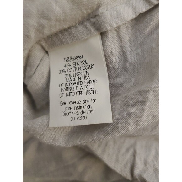 Theory Dulcie Linen Blend Beige Stretch Long Sleeve Button Up Shirt Women Medium - Picture 6 of 10